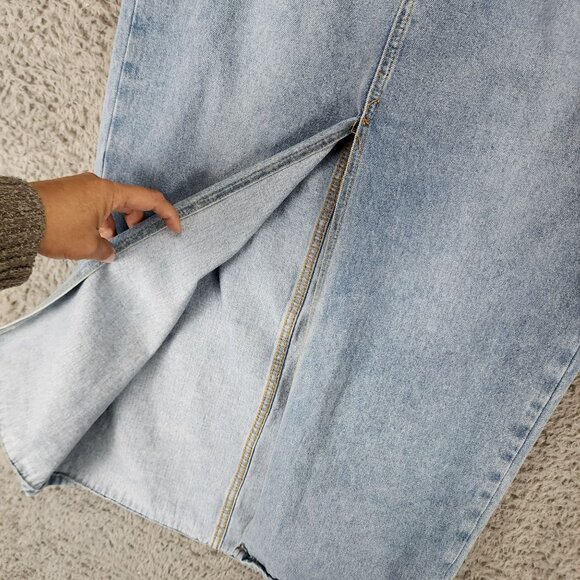 Shein Skirt Womens 6 Medium Wash Stretch Slit Straight Denim *Read* - Picture 2 of 12